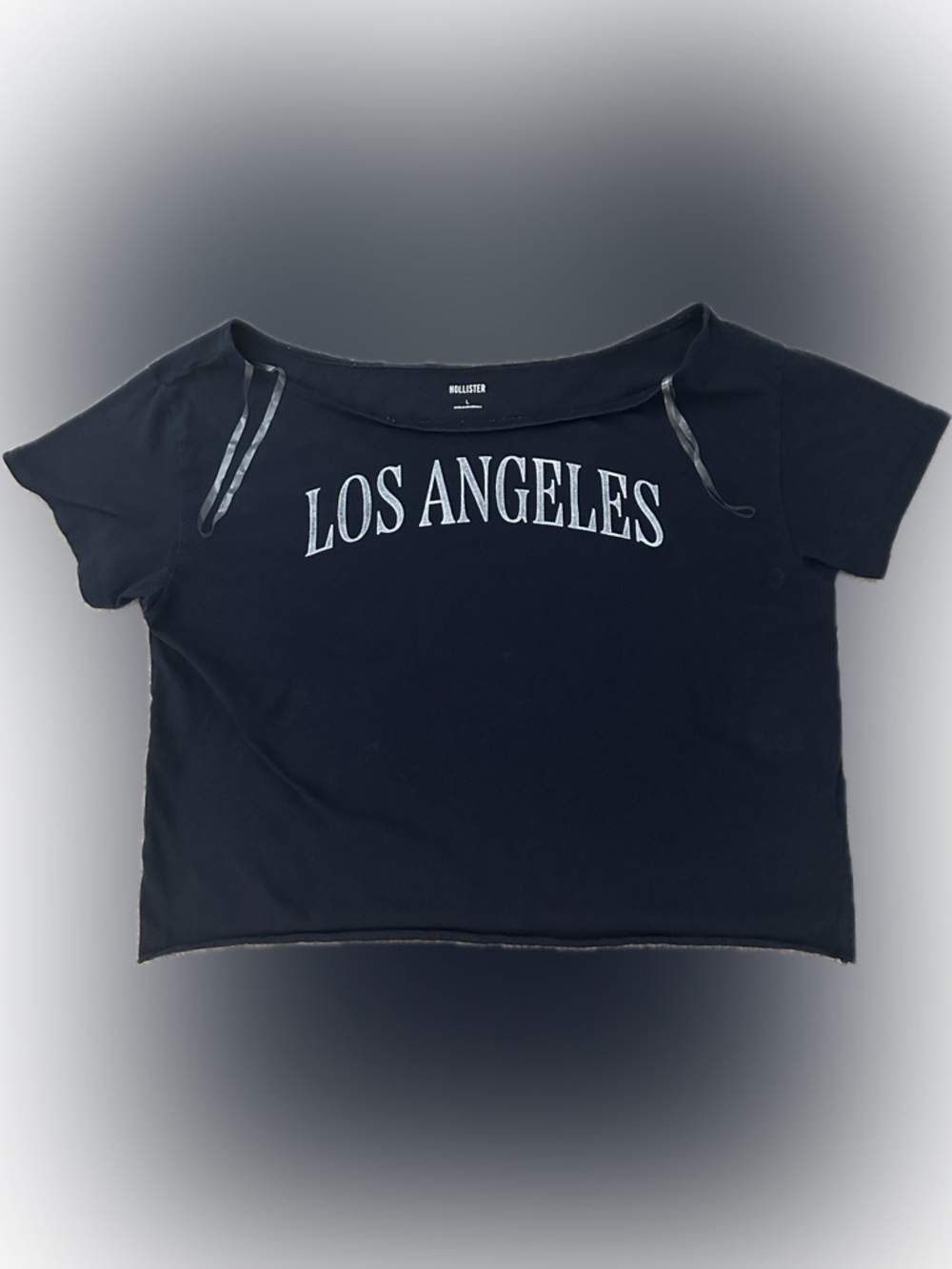 Hollister Los Angeles Off Shoulder Tee Navy Blue Size Large
